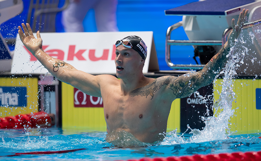 Caeleb Dressel Celebrating - 2019 Worlds