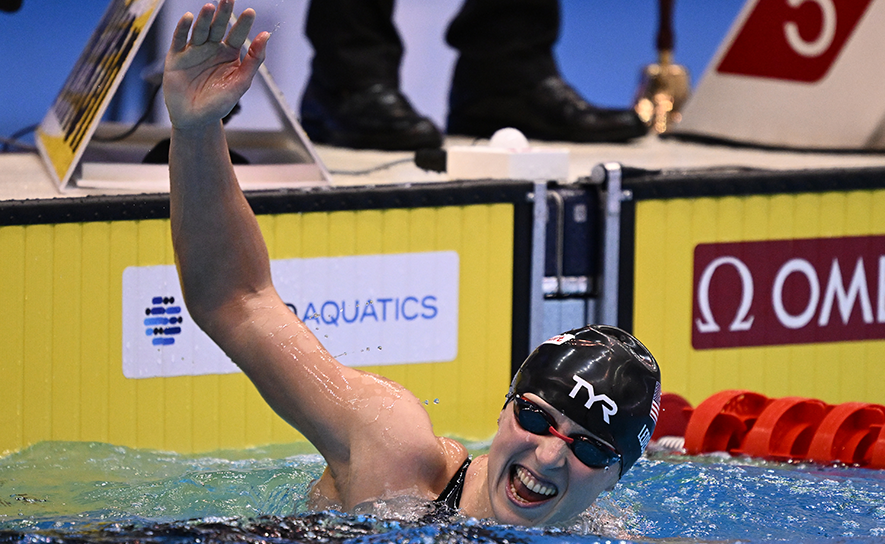 Katie Ledecky Celebrating - 2023 Worlds