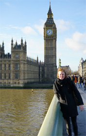 Abdrea Taylor in front of Tower of London Andie Taylor in London