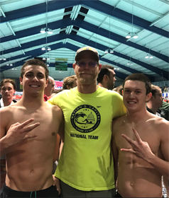 Jeremy Linn with swimmers Jeremy Linn with swimmers