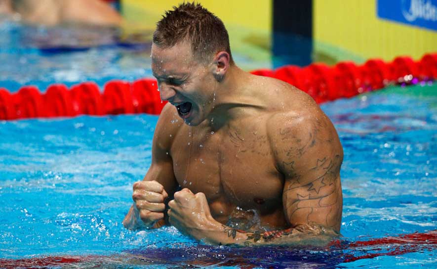 Dressel Wins Three Golds in One Night at Worlds