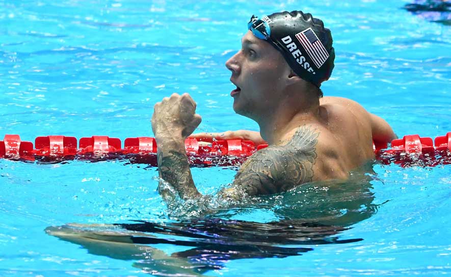 Dressel Wins Gold, Sets American and Meet Record in the 50m Fly at Worlds