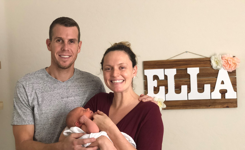 Darian Townsend and wife Claire with baby Ella