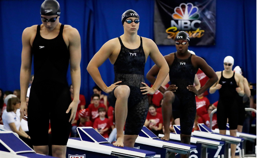 Flickinger with Ledecky and Manuel at Winter Nationals